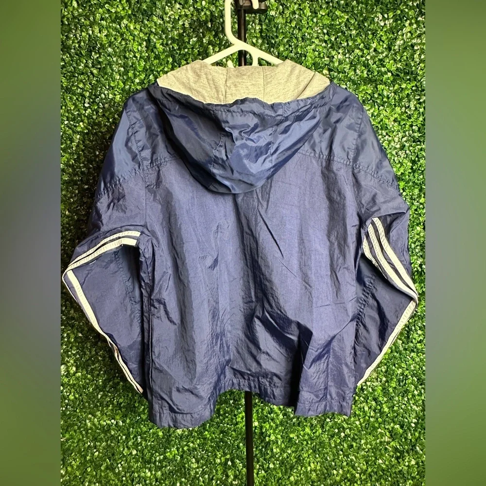 Vintage 90s Adidas Hooded Windbreaker Navy Lined Jacket